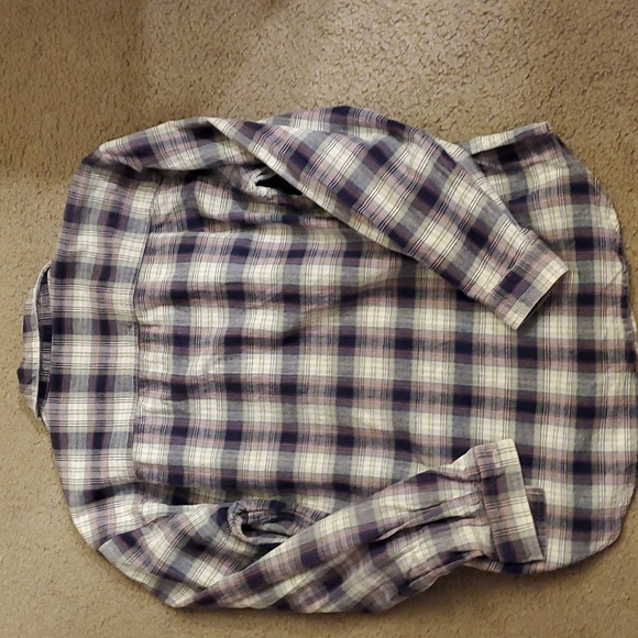 Northern Reflections 100% cotton purple plaid button down - Picture 2 of 4